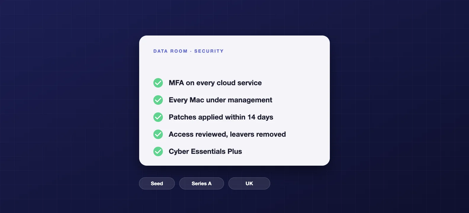 What security investors check at seed and Series A (UK)